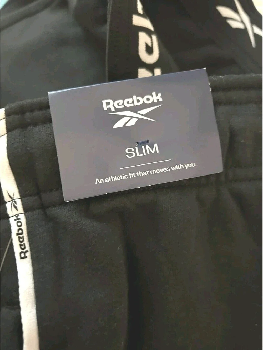 Reebok NWT Mens White Vector Piping Joggers Sweatpants Black Slim Fit Size XL
